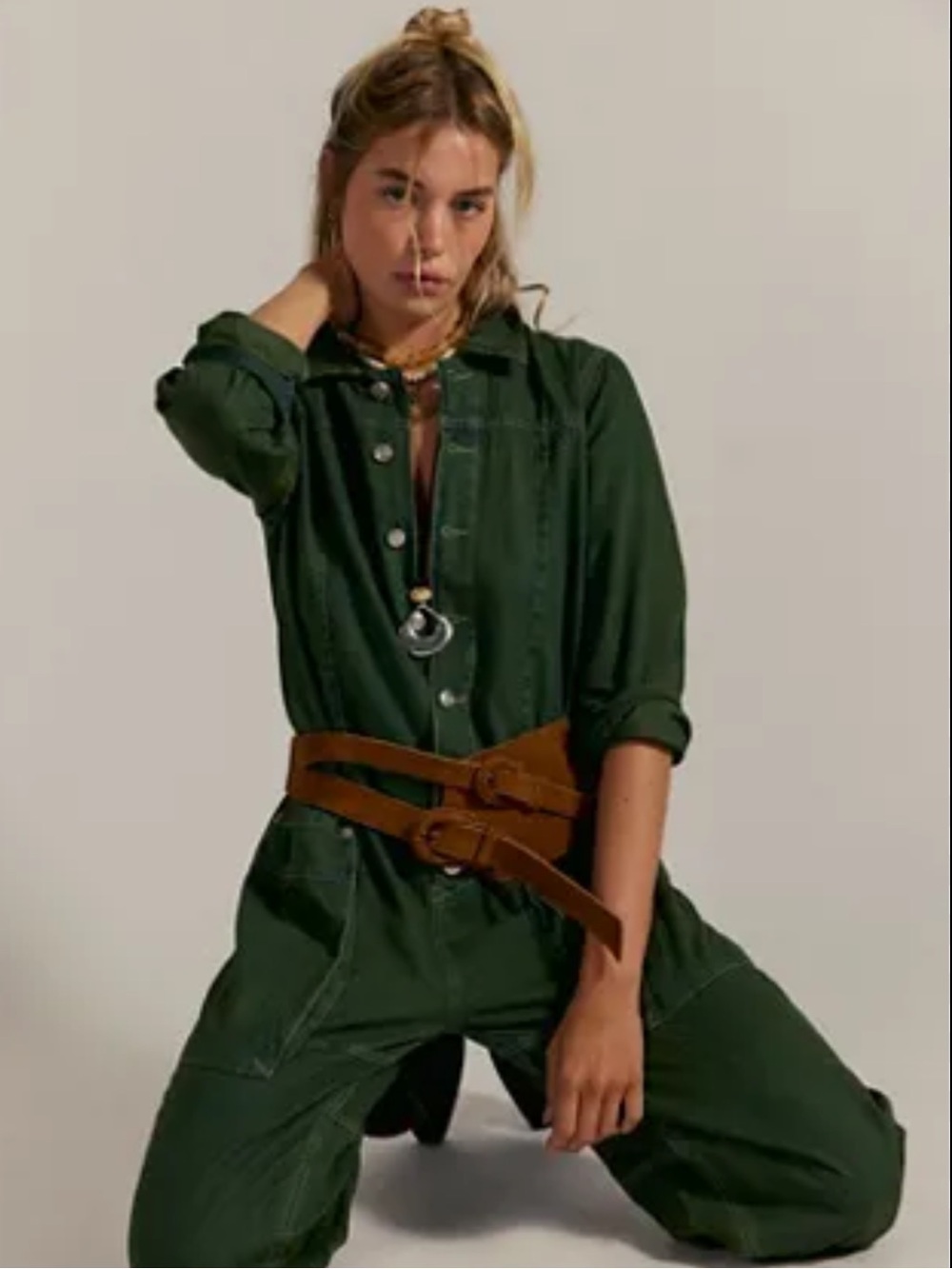 New Margarita Jumpsuit In Everglades Green Size  L - Picture 6 of 12